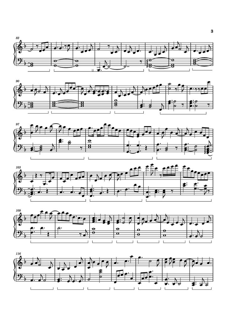 Page 3 of the piano sheet music PDF Piano - White Mane Piano by Izumi Hirotaka