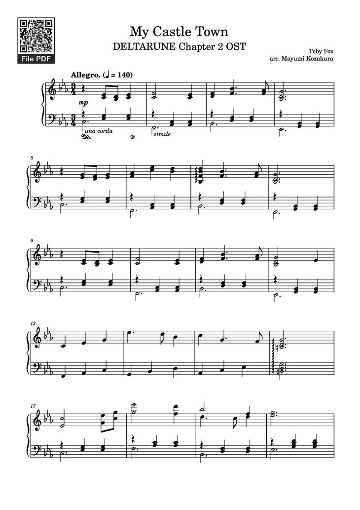 Page 1 of the piano sheet music PDF Piano - My Castle Town Piano by Toby Fox