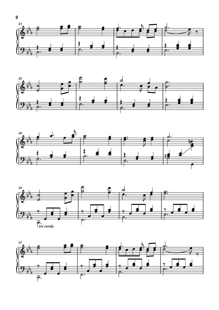 Page 2 of the piano sheet music PDF Piano - My Castle Town Piano by Toby Fox
