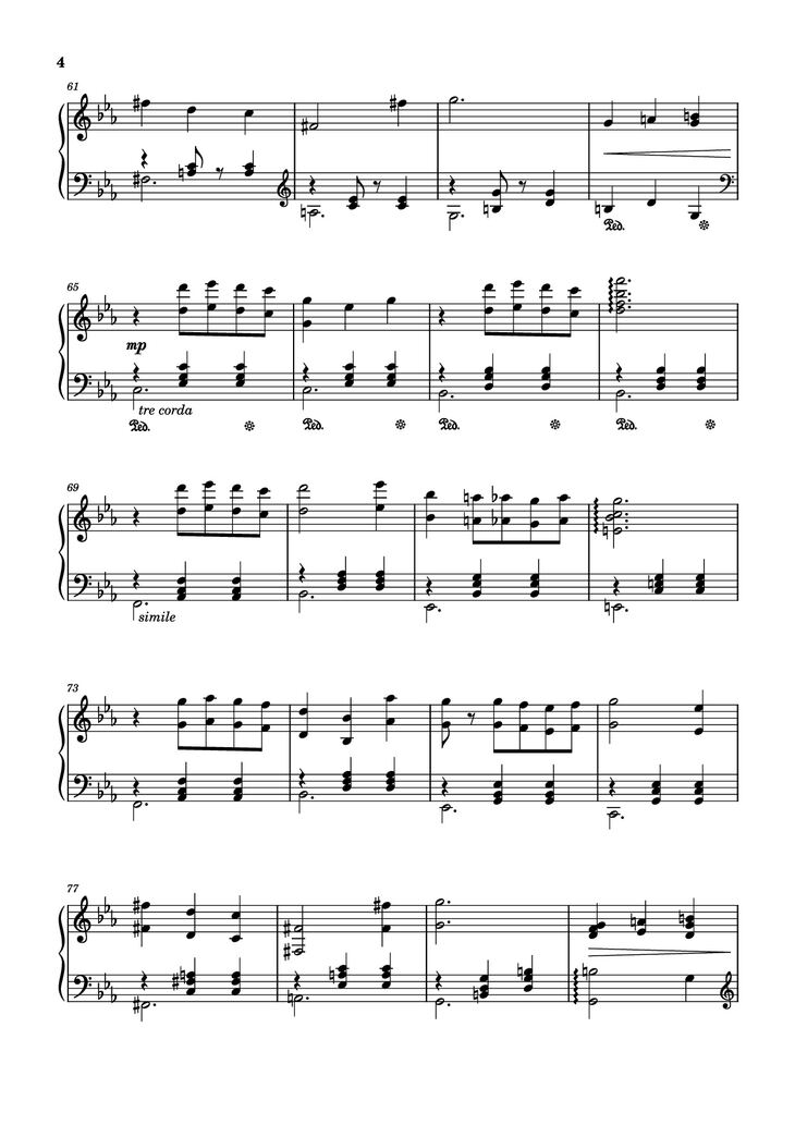 Page 4 of the piano sheet music PDF Piano - My Castle Town Piano by Toby Fox