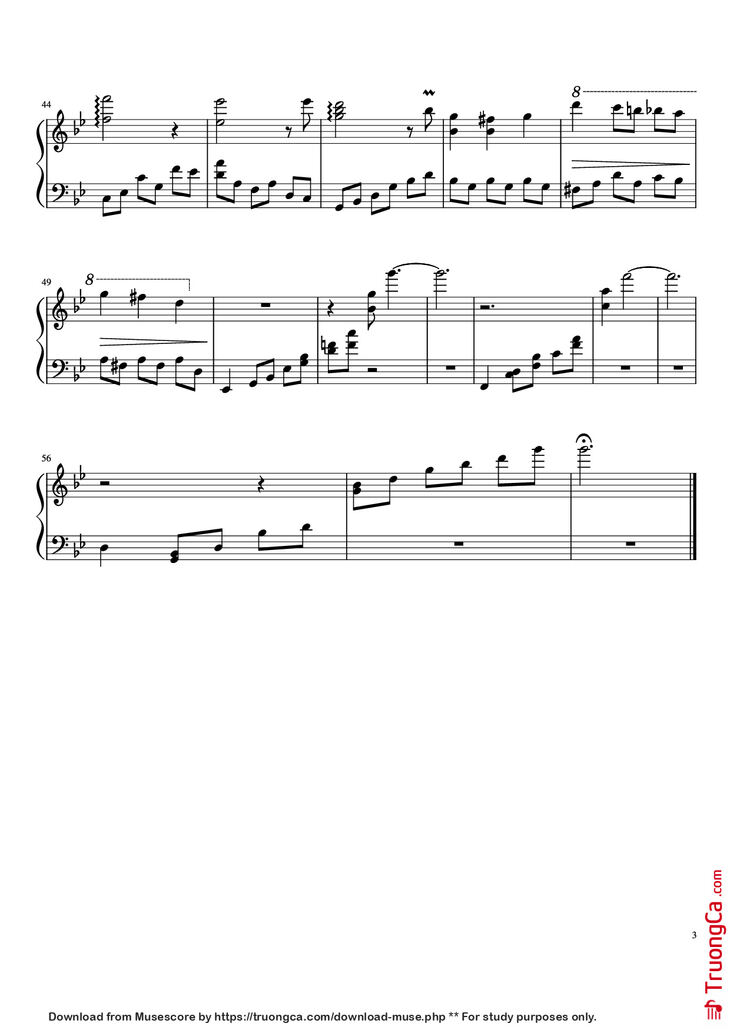 Page 3 of the piano sheet music PDF Piano - Nocturne Piano by Bill Kiley and Justin Stander