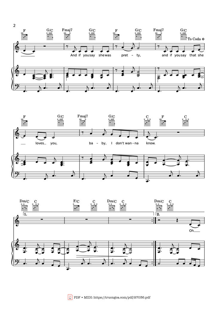 Page 2 of the piano sheet music PDF Piano - Silver Springs Piano & vocal by STEVIE NICKS