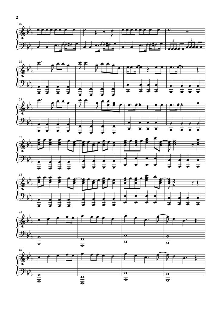 Page 2 of the piano sheet music PDF Piano - Judas Piano by Lady Gaga