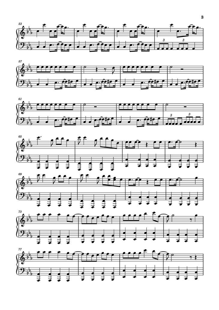 Page 3 of the piano sheet music PDF Piano - Judas Piano by Lady Gaga