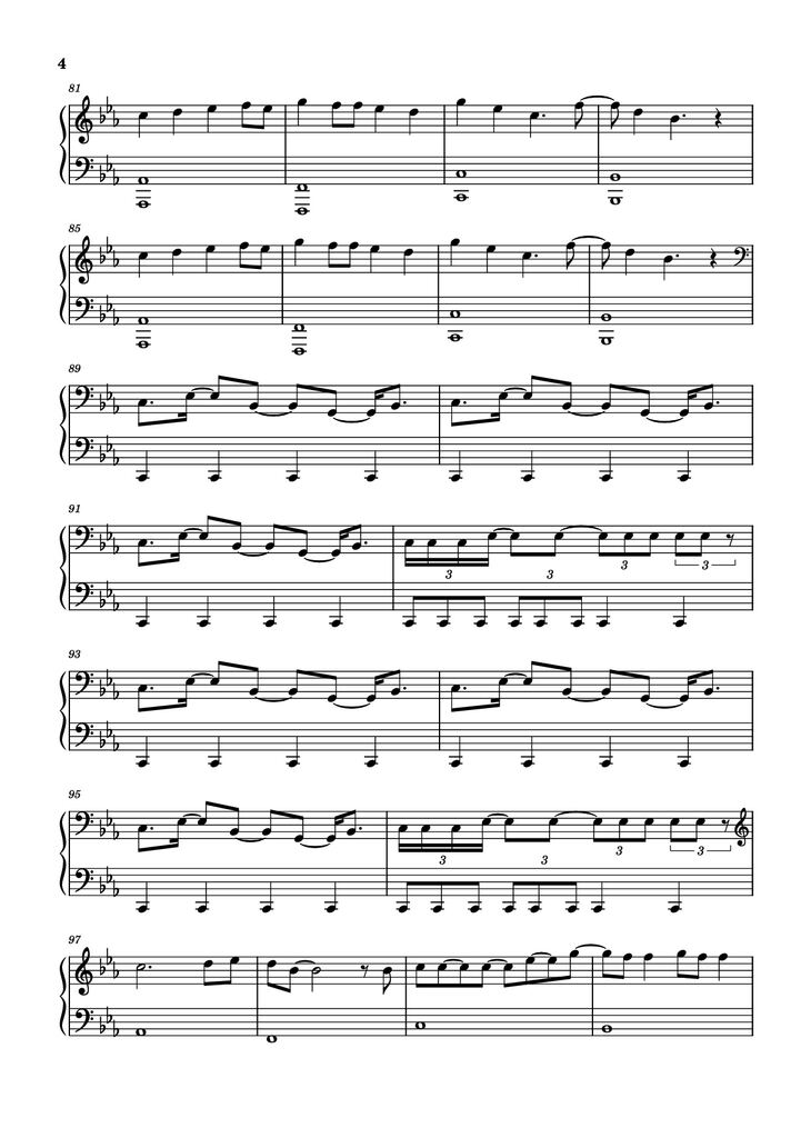 Page 4 of the piano sheet music PDF Piano - Judas Piano by Lady Gaga
