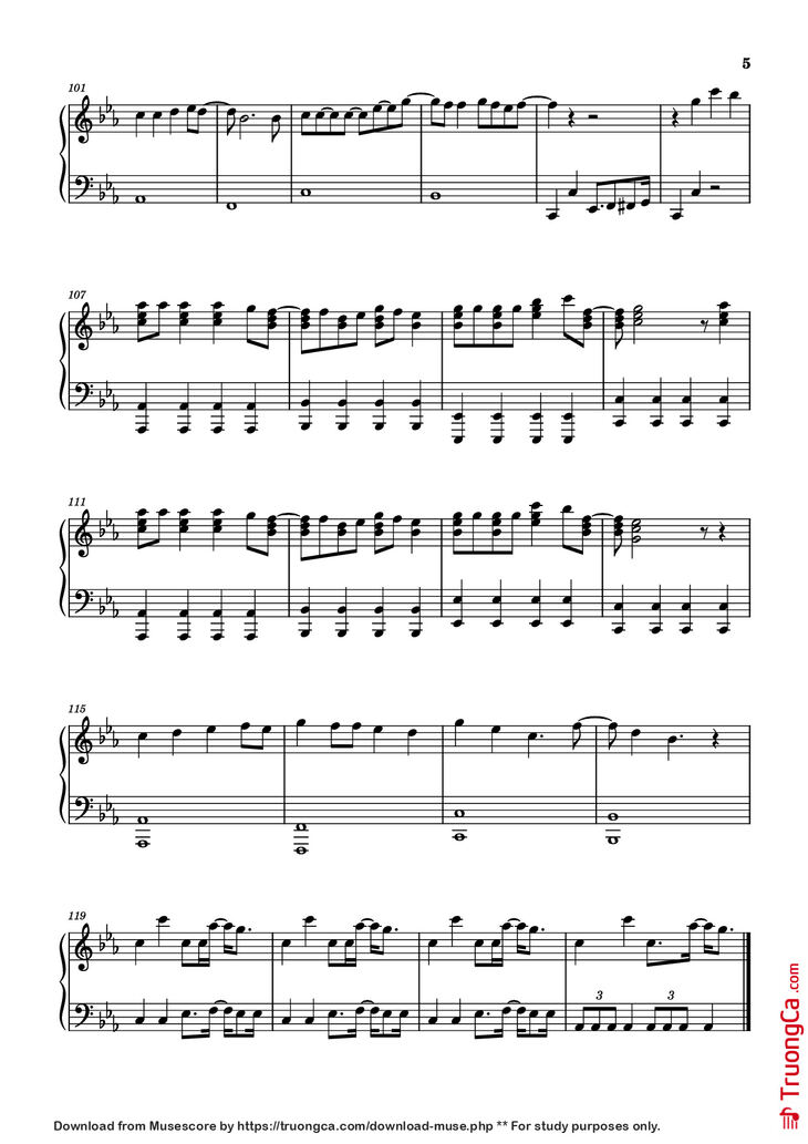 Page 5 of the piano sheet music PDF Piano - Judas Piano by Lady Gaga