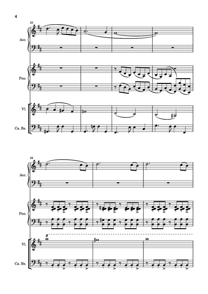 Page 4 of the piano sheet music PDF Piano - Milonga del ángel Piano by A. Piazolla