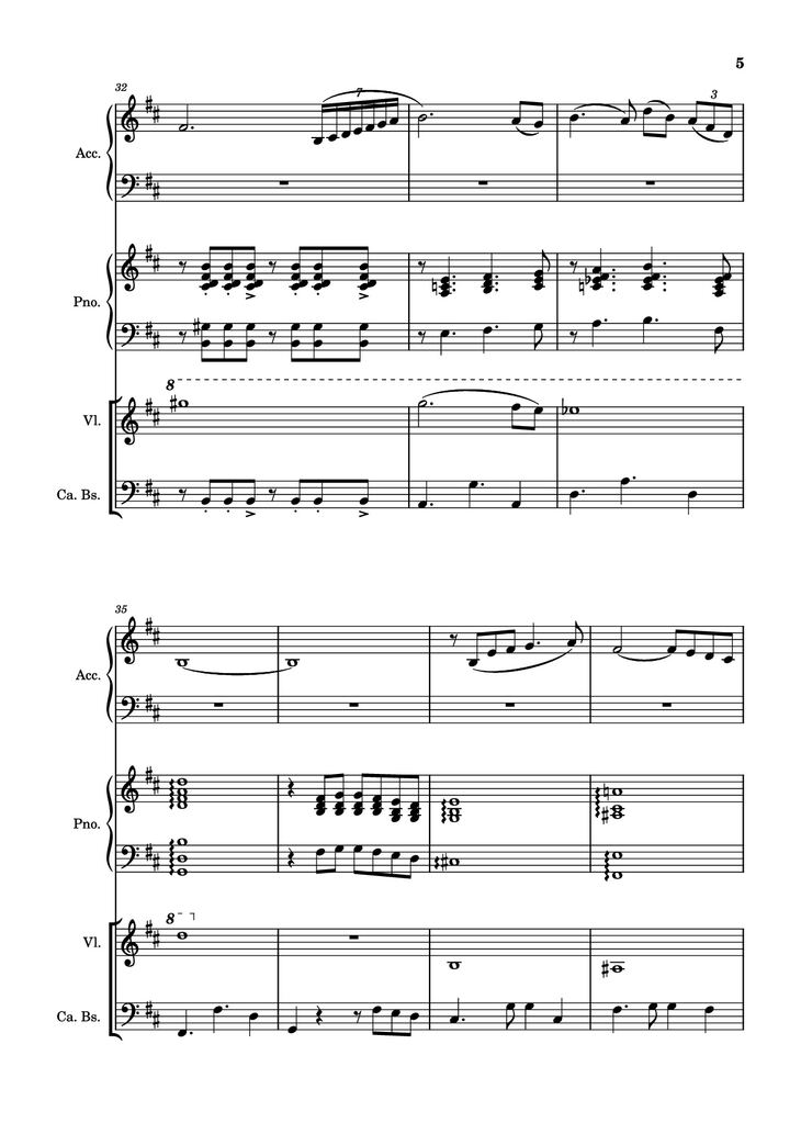Page 5 of the piano sheet music PDF Piano - Milonga del ángel Piano by A. Piazolla
