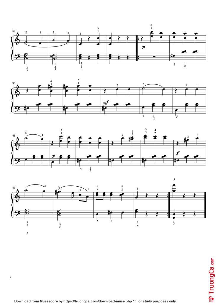 Page 2 of the piano sheet music PDF Piano - The Blue Danube Piano by Johann Strauss II