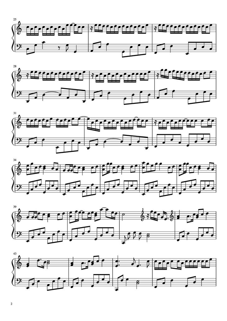Page 2 of the piano sheet music PDF Piano - 把回忆拼好给你 Gói Gọn Hồi Ức Trao Cho Anh by 王贰浪