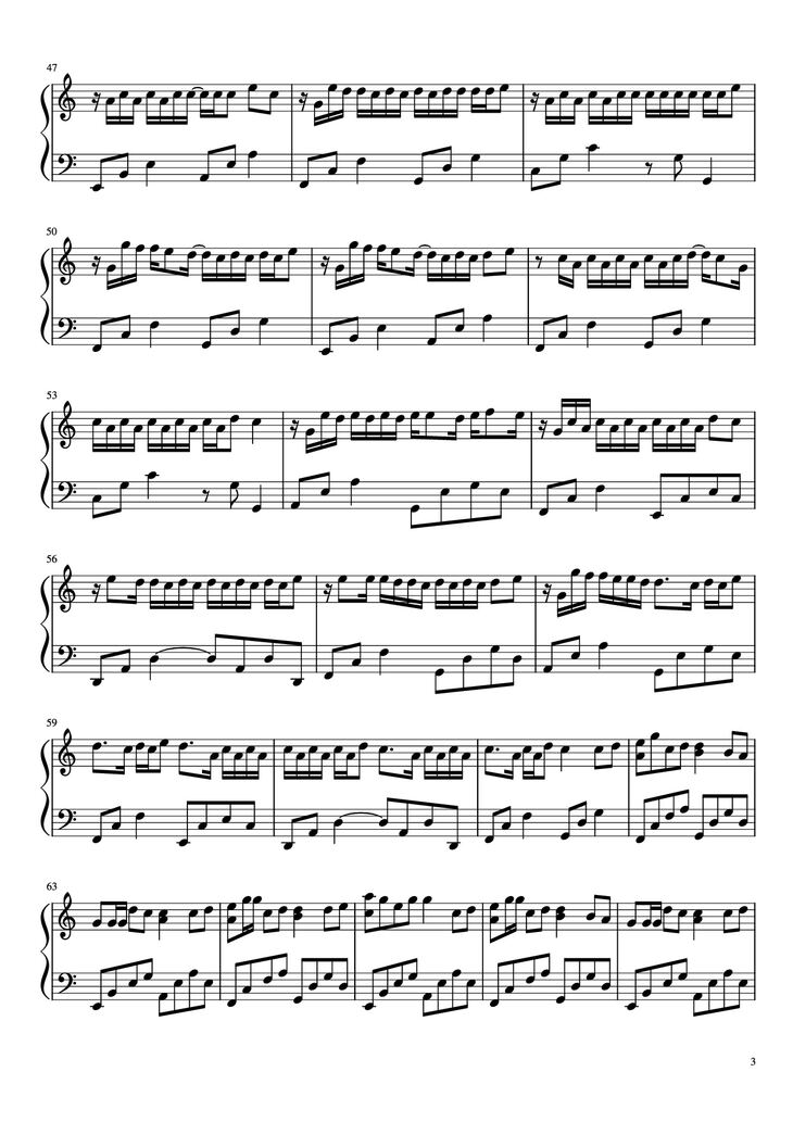 Page 3 of the piano sheet music PDF Piano - 把回忆拼好给你 Gói Gọn Hồi Ức Trao Cho Anh by 王贰浪