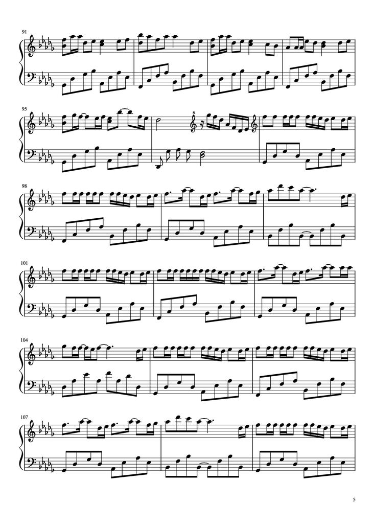 Page 5 of the piano sheet music PDF Piano - 把回忆拼好给你 Gói Gọn Hồi Ức Trao Cho Anh by 王贰浪