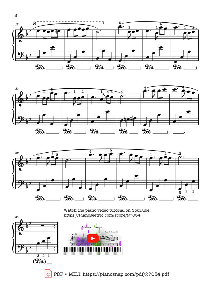 Page 2 of the piano sheet music PDF Piano - Mariage D