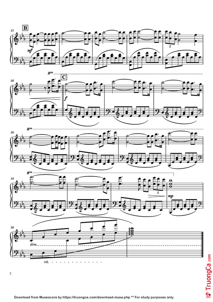 Page 2 of the piano sheet music PDF Piano - A Time For Us Piano by Played by Richard Clayderman