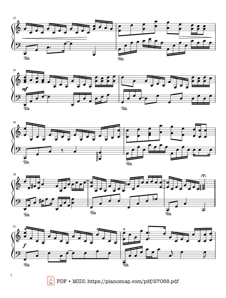 Page 2 of the piano sheet music PDF Piano - If You - BigBang Piano by G-Dragon Arr. By Ana Romo