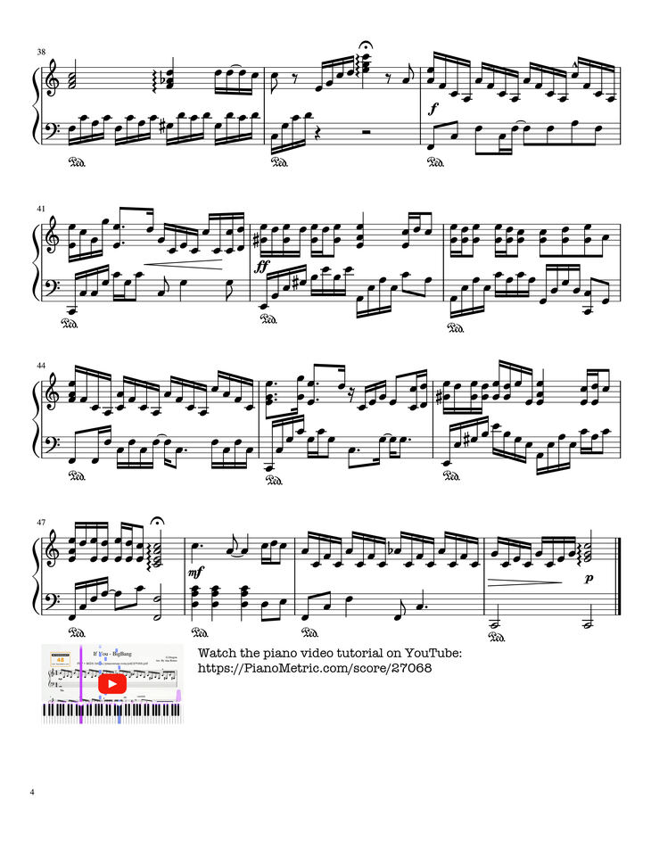 Page 4 of the piano sheet music PDF Piano - If You - BigBang Piano by G-Dragon Arr. By Ana Romo