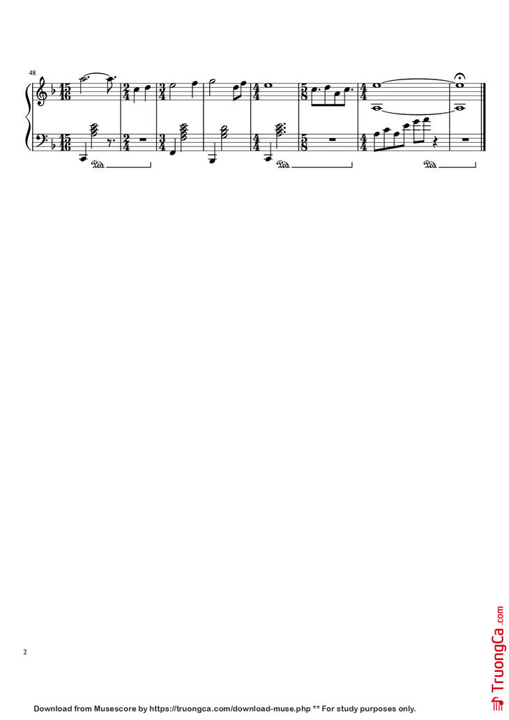 Page 2 of the piano sheet music PDF Piano - Song on the Beach Piano by Arcade Fire, Owen Pallett
