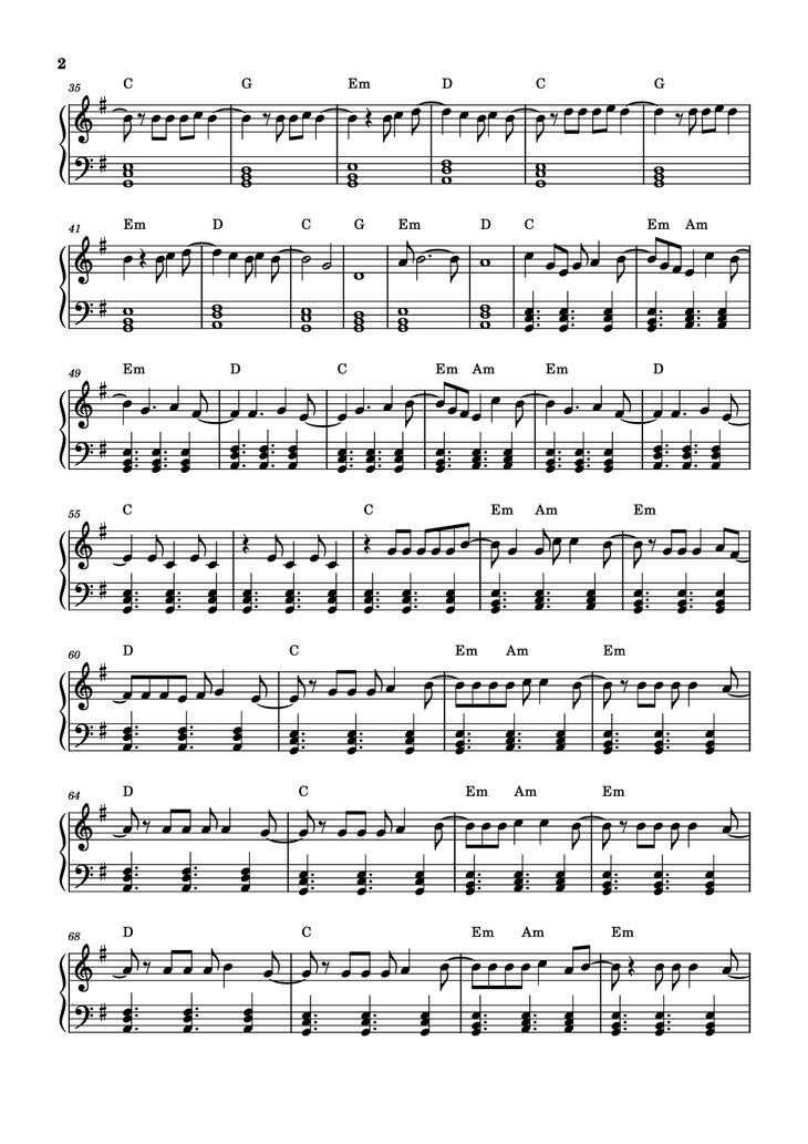 Page 2 of the piano sheet music PDF Piano - Another Love Piano by Tom Odel - Macie3k