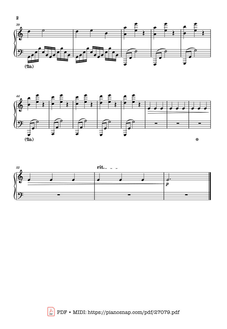 Page 2 of the piano sheet music PDF Piano - Interstellar OST - Cornfield Chase Piano by Hans Zimmer