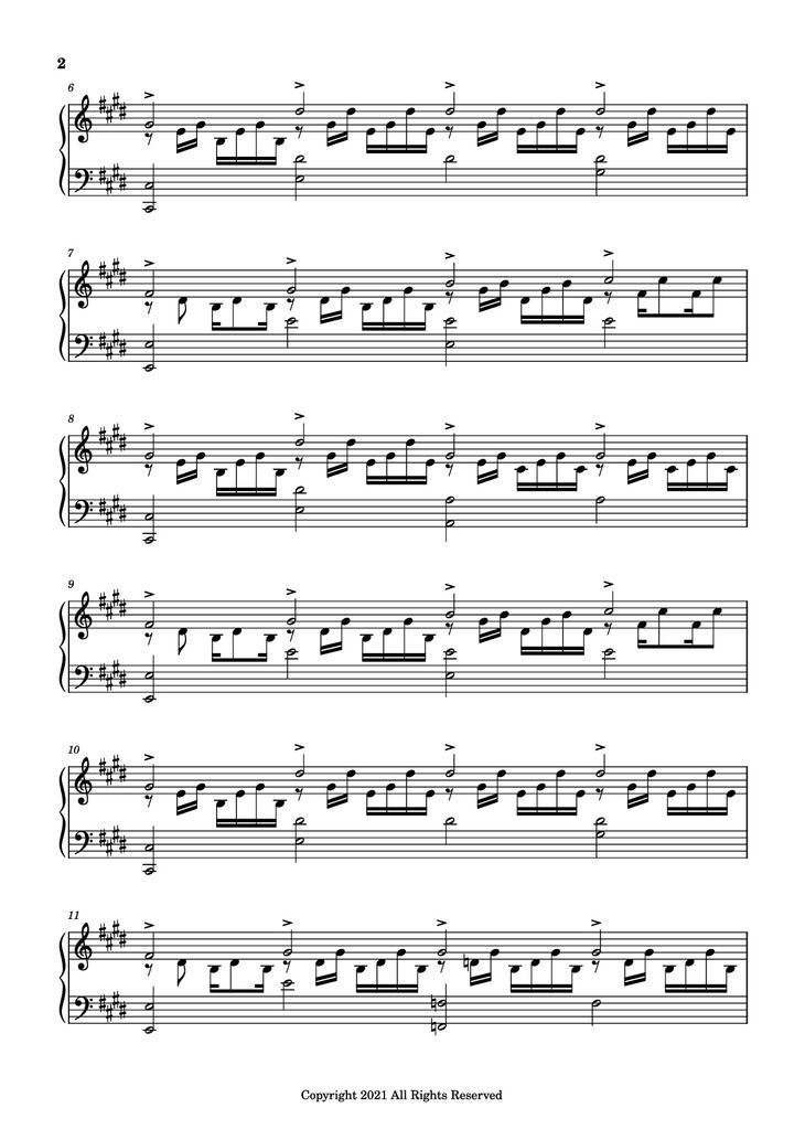 Page 2 of the piano sheet music PDF Piano - good days Piano by Sza - transcribed by yash salvi