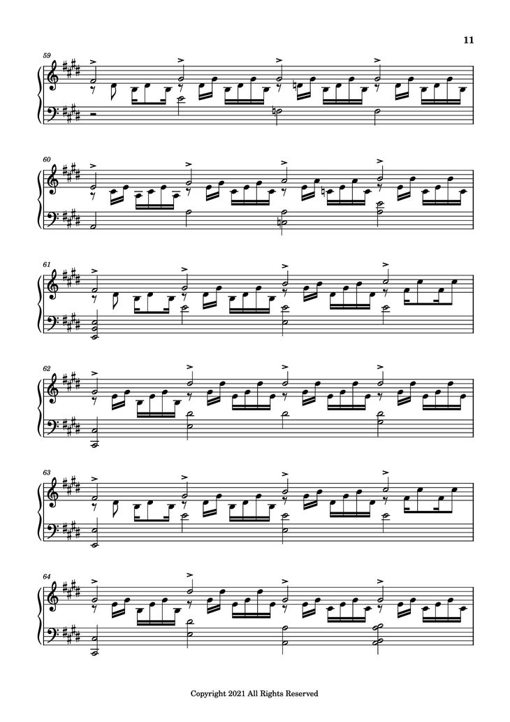 Page 11 of the piano sheet music PDF Piano - good days Piano by Sza - transcribed by yash salvi