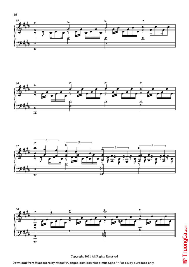 Page 12 of the piano sheet music PDF Piano - good days Piano by Sza - transcribed by yash salvi