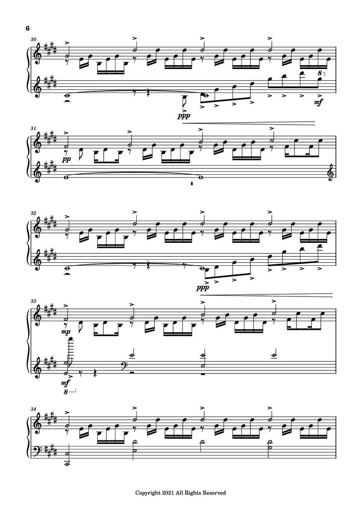 Page 6 of the piano sheet music PDF Piano - good days Piano by Sza - transcribed by yash salvi