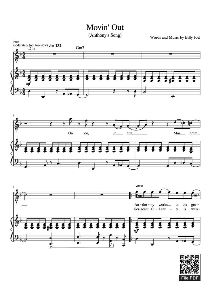 Page 1 of the piano sheet music PDF Piano - Movin