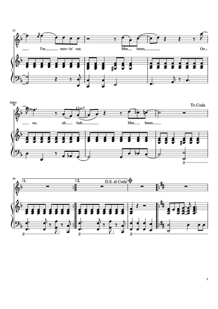 Page 5 of the piano sheet music PDF Piano - Movin
