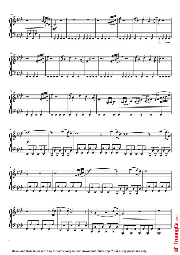 Page 2 of the piano sheet music PDF Piano - CHILDREN Piano by Robert Miles