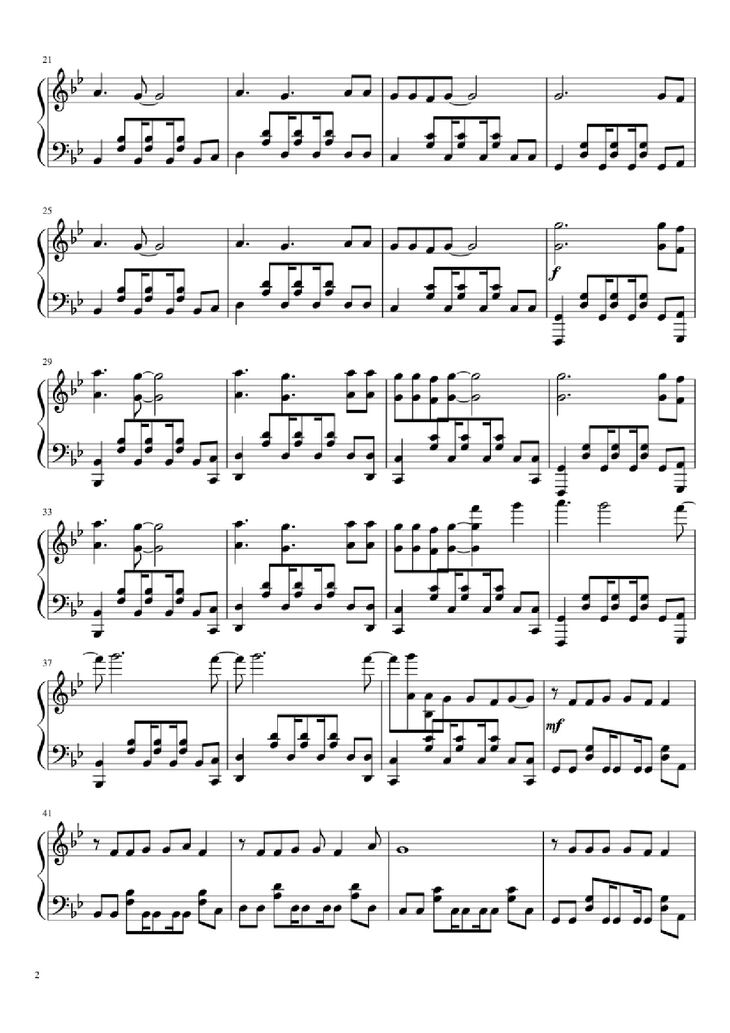 Page 2 of the piano sheet music PDF Piano - Love me again Piano by Undefined