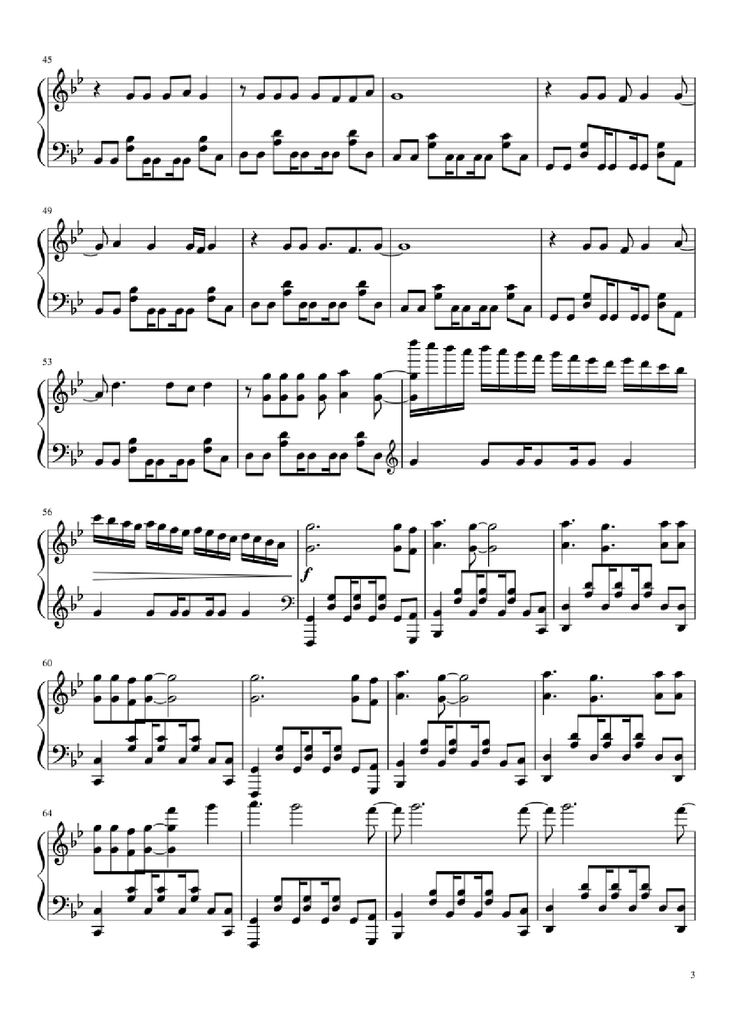 Page 3 of the piano sheet music PDF Piano - Love me again Piano by Undefined