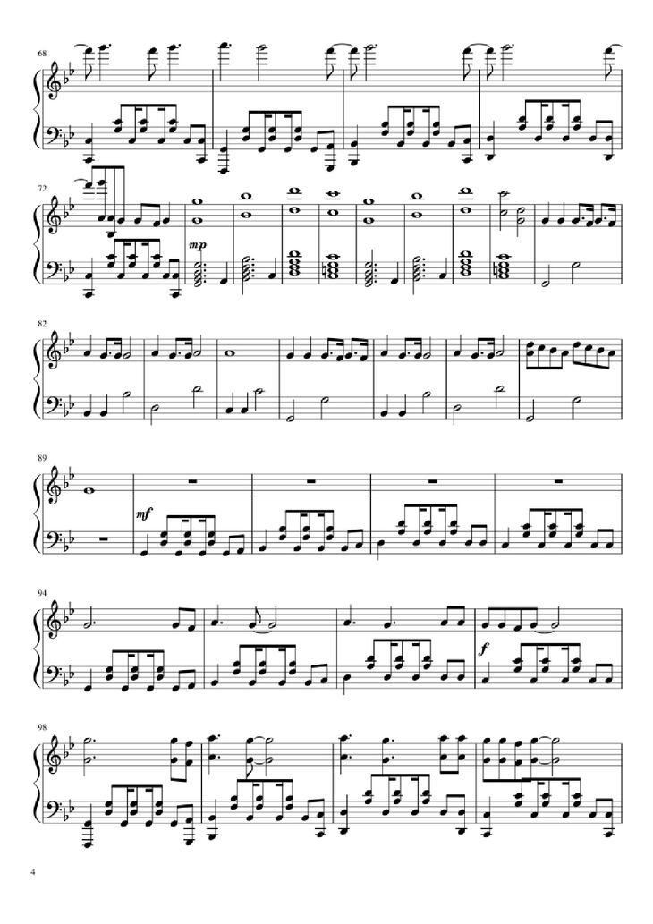 Page 4 of the piano sheet music PDF Piano - Love me again Piano by Undefined