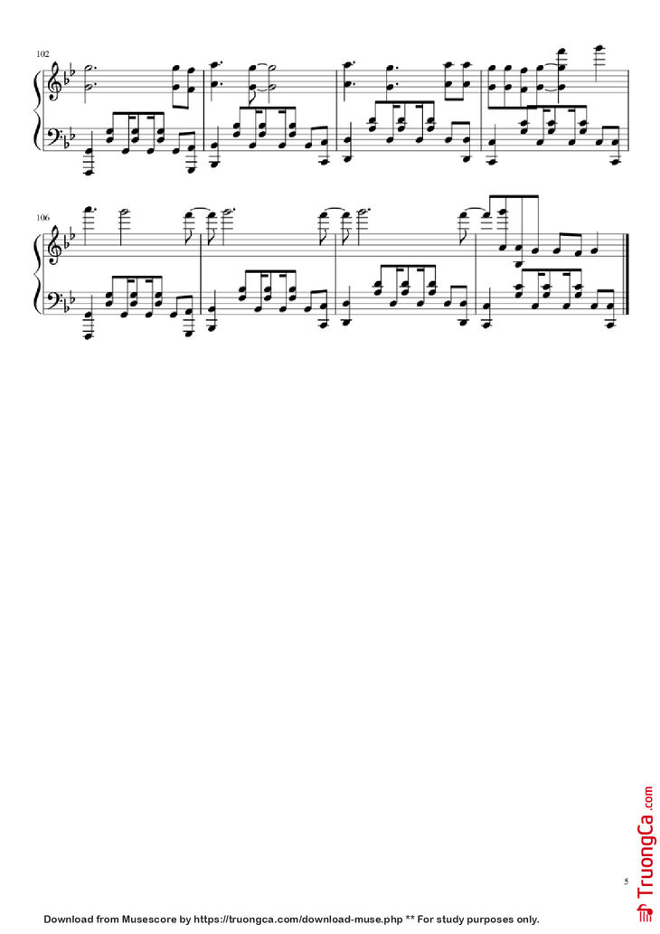 Page 5 of the piano sheet music PDF Piano - Love me again Piano by Undefined