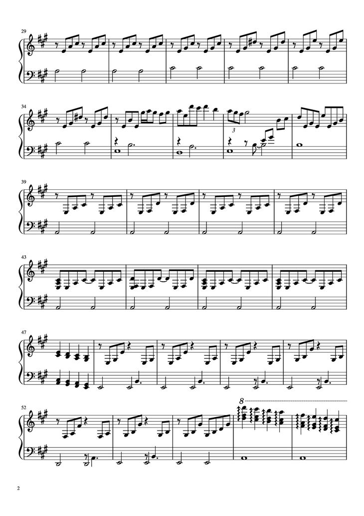 Page 2 of the piano sheet music PDF Piano - Chiquitita Piano by ABBA