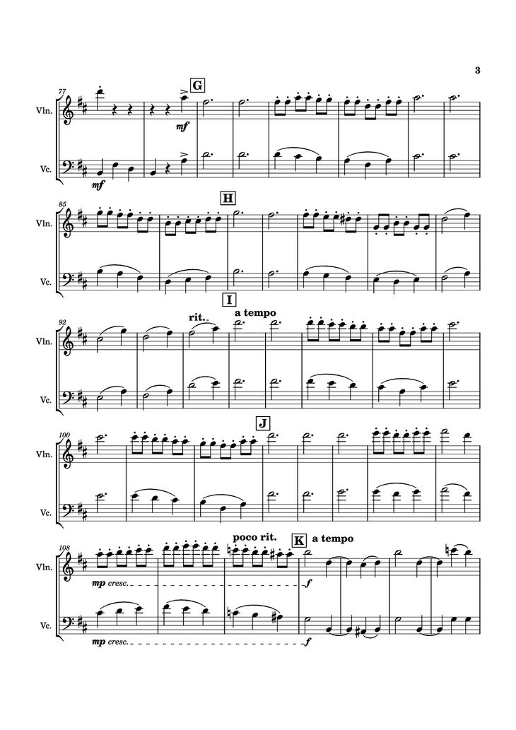 Page 3 of the piano sheet music PDF - Waltz No. 2 Violin by Dmitri Shostakovich