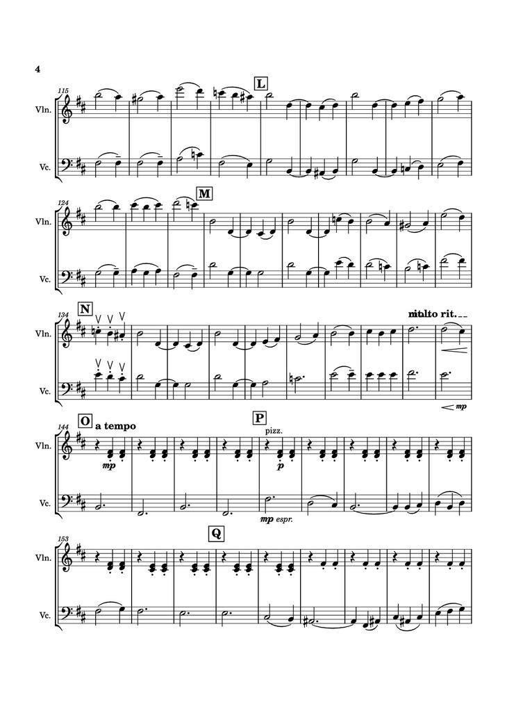 Page 4 of the piano sheet music PDF - Waltz No. 2 Violin by Dmitri Shostakovich