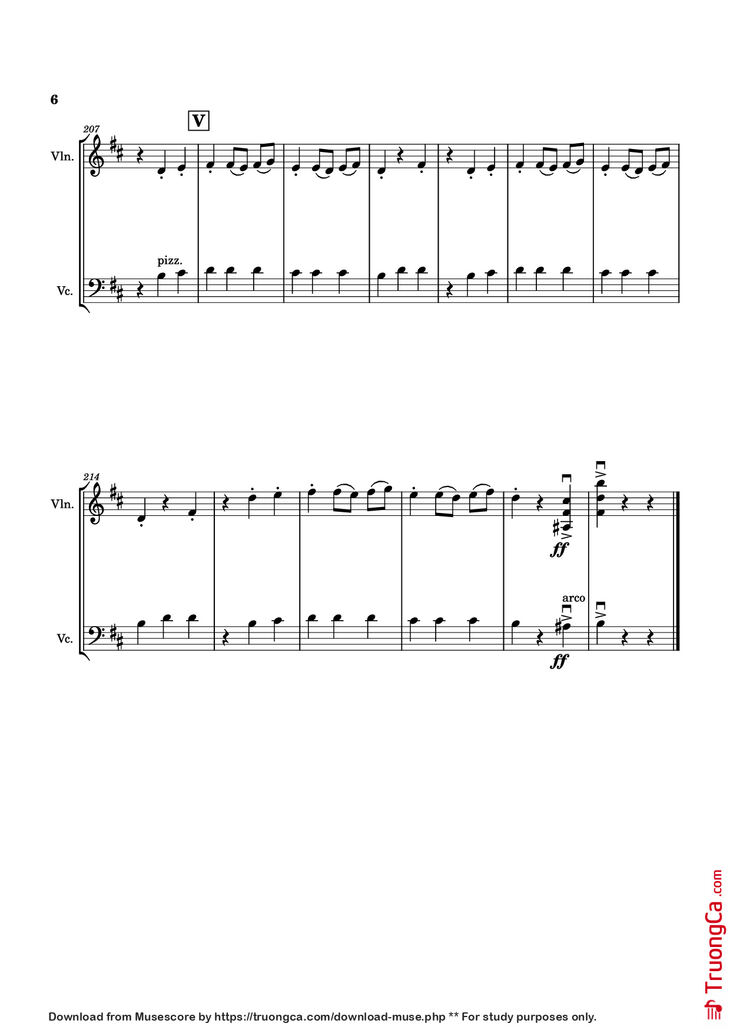 Page 6 of the piano sheet music PDF - Waltz No. 2 Violin by Dmitri Shostakovich