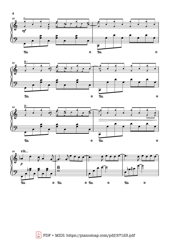 Page 4 of the piano sheet music PDF Piano - Lần cuối Piano by Ngọt