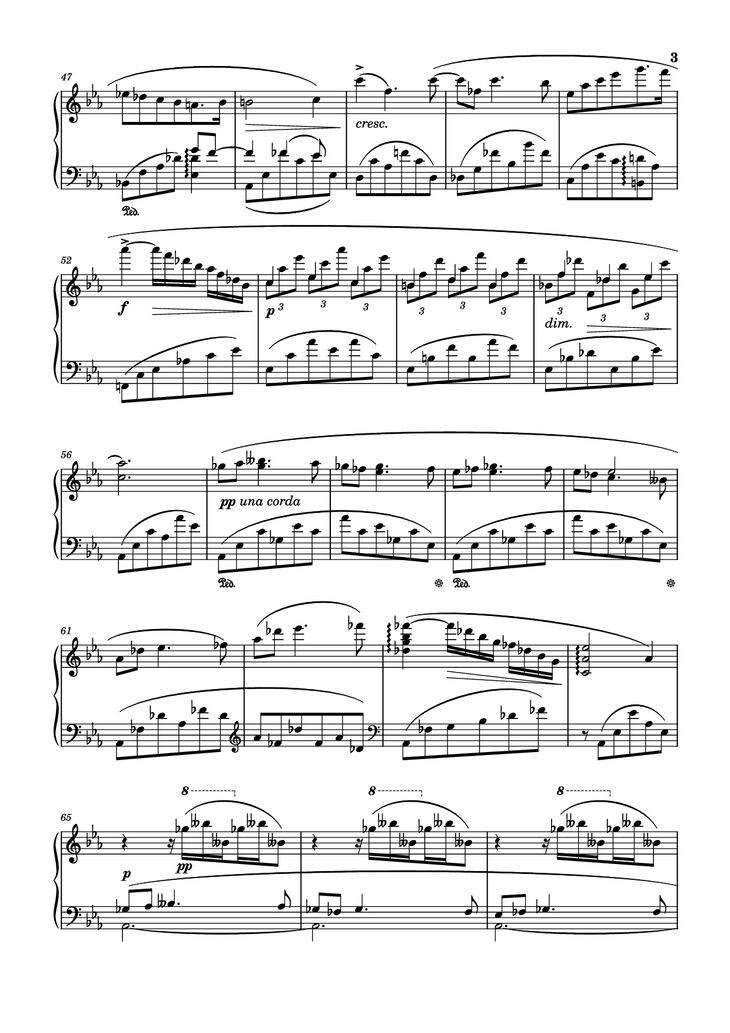Page 3 of the piano sheet music PDF Piano - Nocturne (Diana) Opus 24 No. 1 by Sergei Eduardovich Bortkiewicz