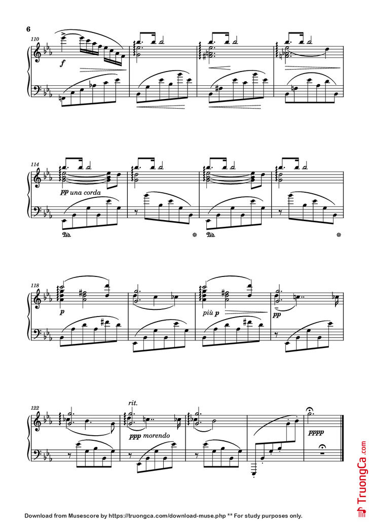 Page 6 of the piano sheet music PDF Piano - Nocturne (Diana) Opus 24 No. 1 by Sergei Eduardovich Bortkiewicz