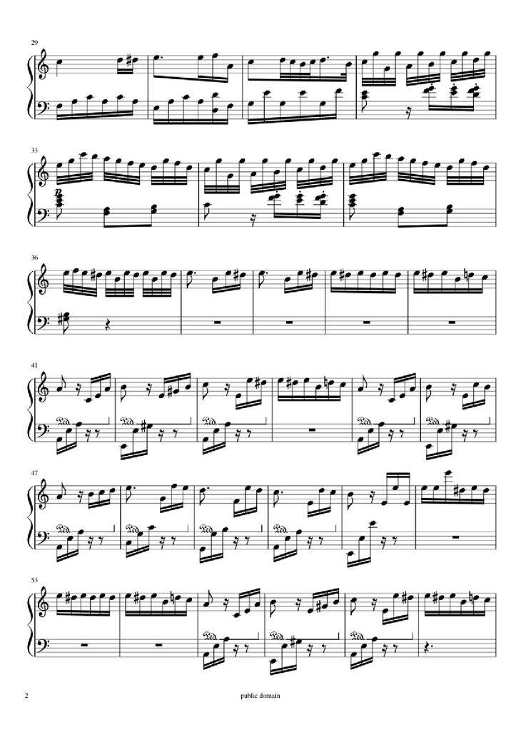 Page 2 of the piano sheet music PDF Piano - Für Elise Piano by Beethoven