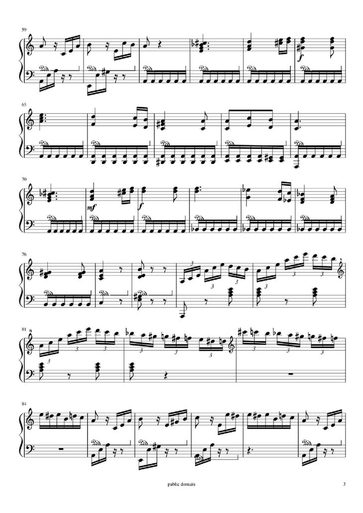 Page 3 of the piano sheet music PDF Piano - Für Elise Piano by Beethoven