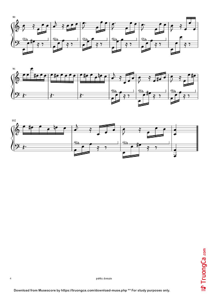 Page 4 of the piano sheet music PDF Piano - Für Elise Piano by Beethoven