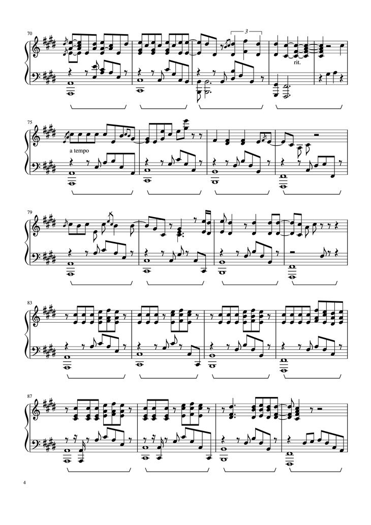 Page 4 of the piano sheet music PDF Piano - Summertime Sadness Piano by Lana Del Rey