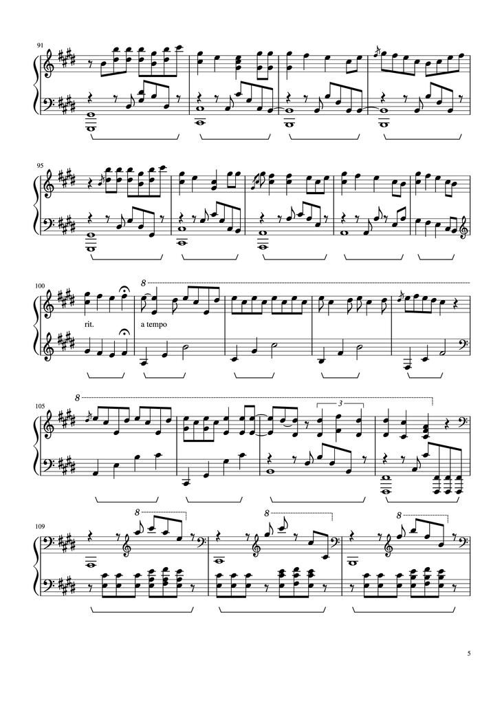 Page 5 of the piano sheet music PDF Piano - Summertime Sadness Piano by Lana Del Rey