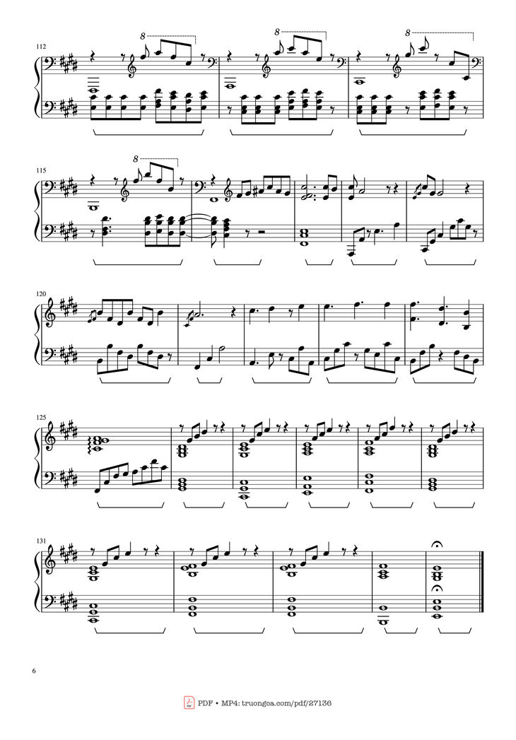 Page 6 of the piano sheet music PDF Piano - Summertime Sadness Piano by Lana Del Rey