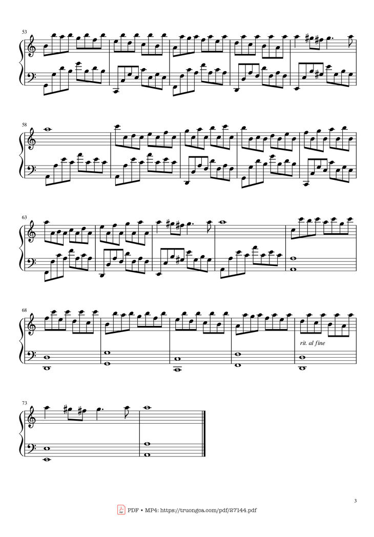 Page 3 of the piano sheet music PDF Piano - Passacaglia Piano by George Frideric Handel
