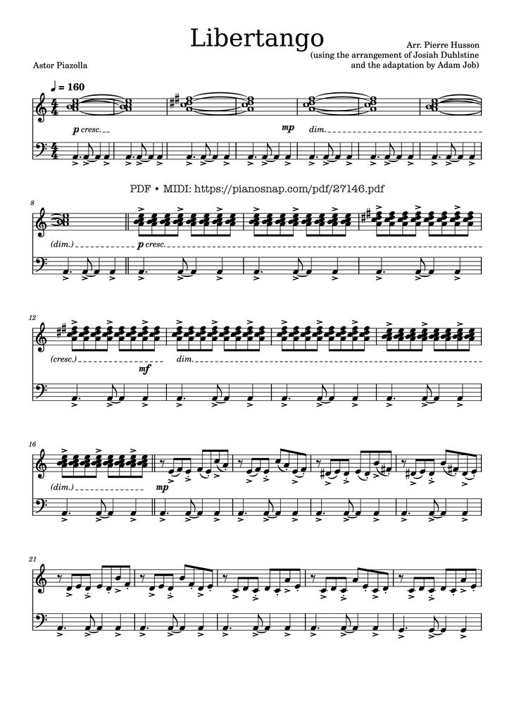 Page 1 of the piano sheet music PDF Piano - Libertango Piano by Astor Piazolla