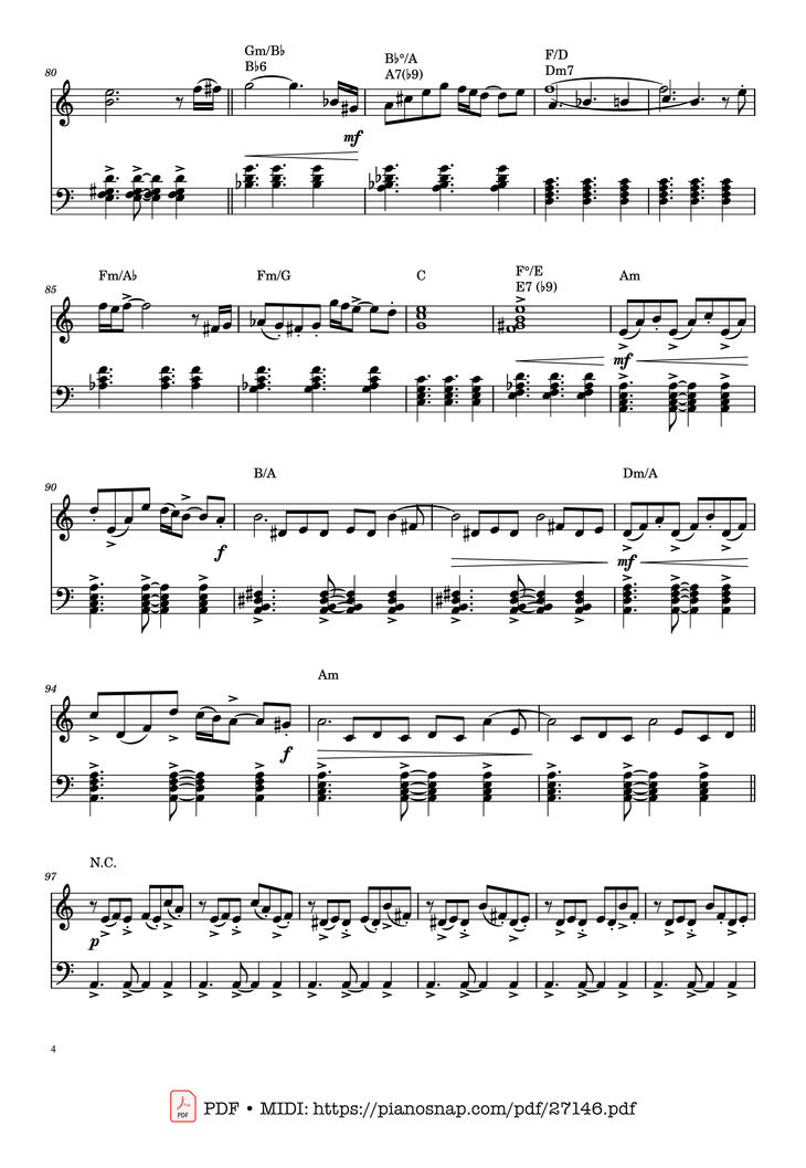 Page 4 of the piano sheet music PDF Piano - Libertango Piano by Astor Piazolla